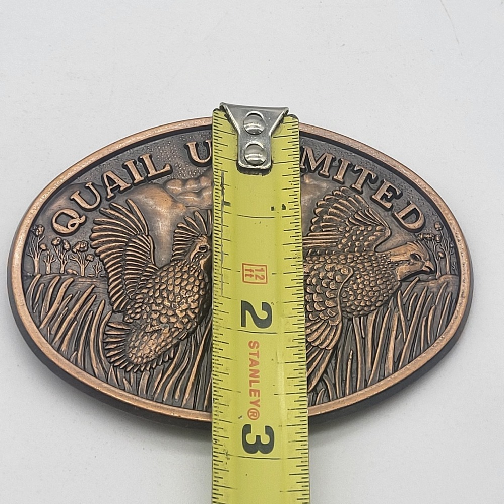 Vintage Quail Unlimited Belt Buckle Copper Oval - Picture 8 of 8